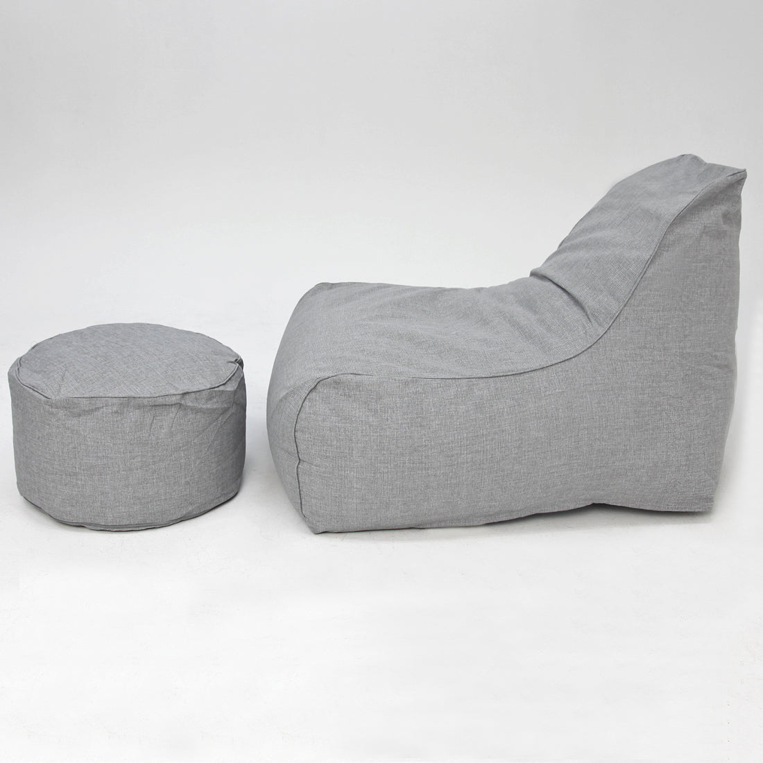 Deluxe Outdoor Lounger and Round Ottoman-grey - Billy Fresh