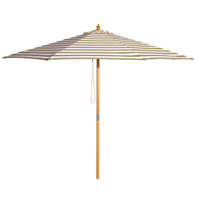 Coastal - 3m diameter taupe and white stripe umbrella with cover