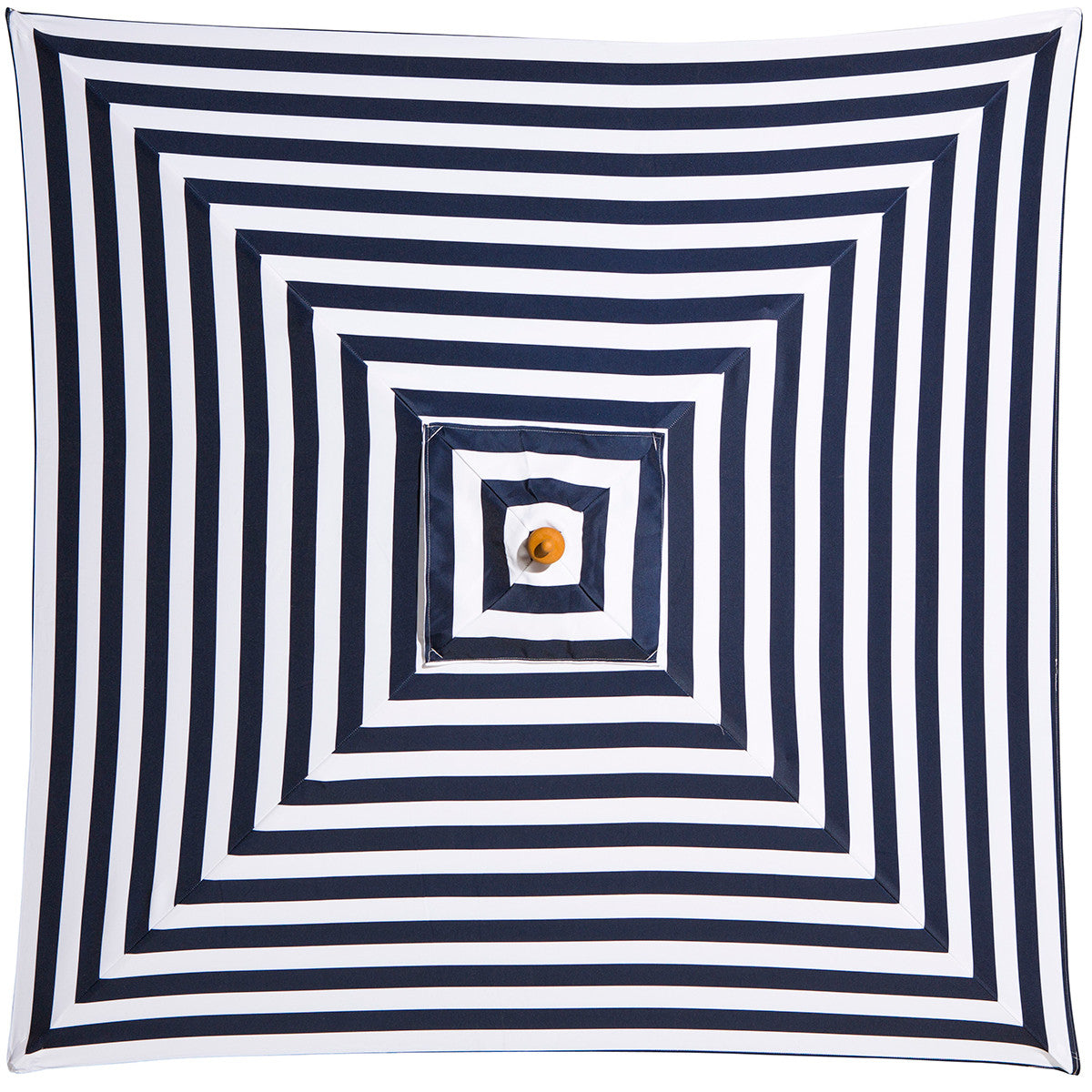 St. Tropez - 2m diameter square blue and white stripe umbrella with cover - Billy Fresh