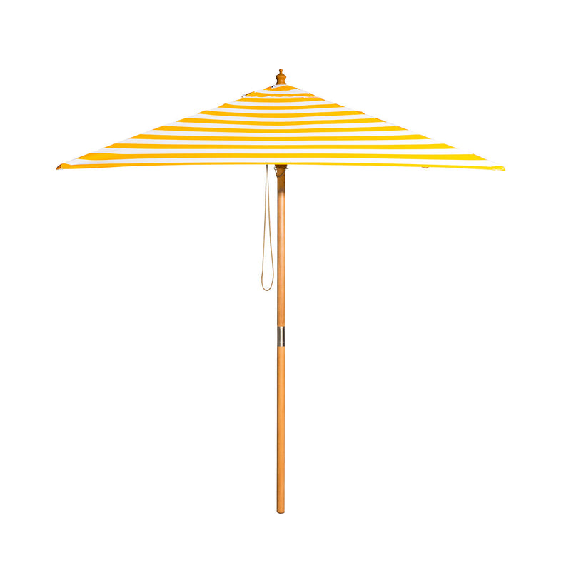 Sunny Marbella - 2m square yellow and white stripe umbrella with cover