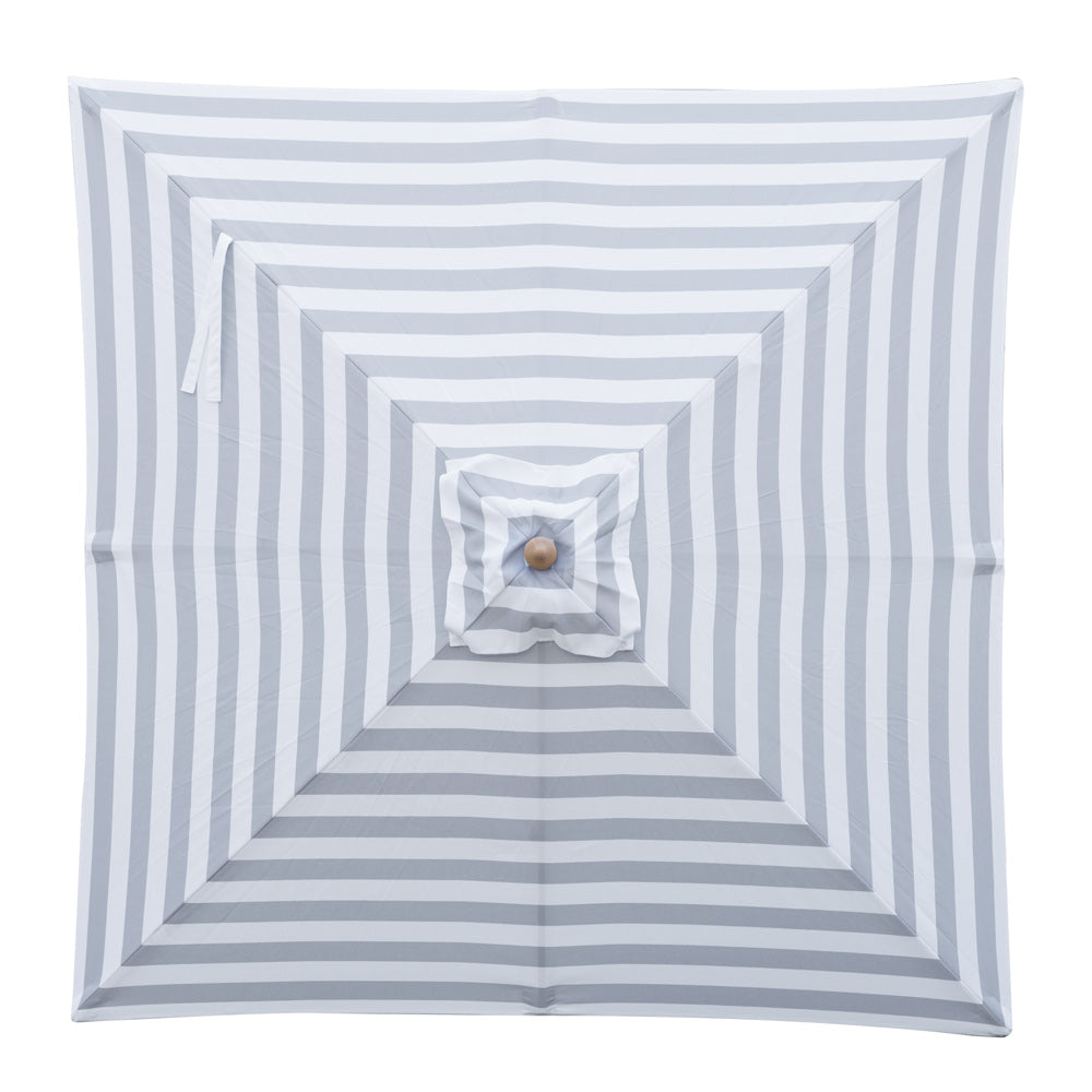 Peninsula- 2m diameter square Grey and white stripe umbrella with cover - Billy Fresh