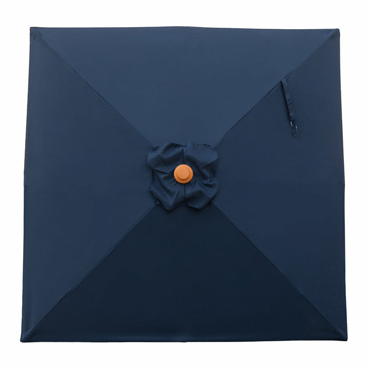 Navy - 2m square "timber-look" aluminium umbrella with cover - Billy Fresh