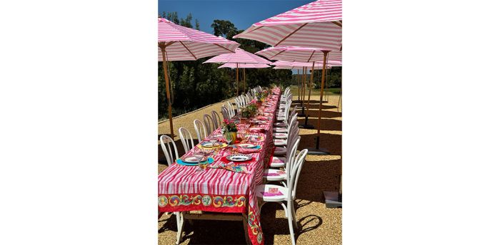 Flamingo- Pink and white stripe-3m octagonal umbrella with cover