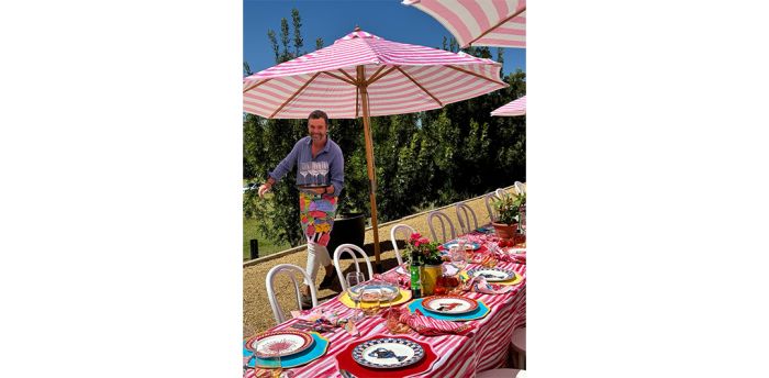 Flamingo- Pink and white stripe-3m octagonal umbrella with cover