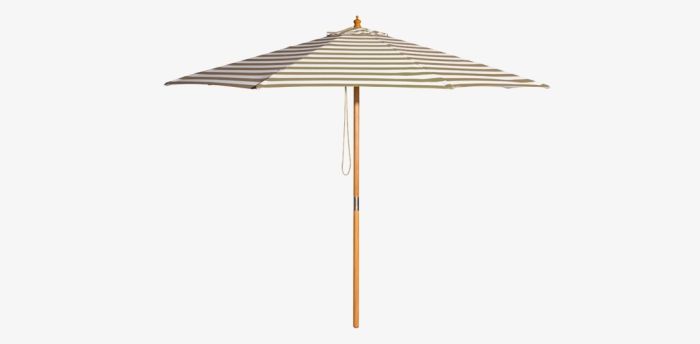 Coastal - 3m diameter taupe and white stripe umbrella with cover