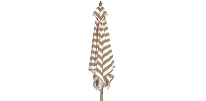 Coastal- 2m diameter square Taupe and white stripe umbrella with cover