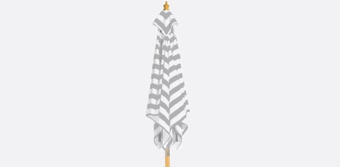 Peninsula 3m Bamboo Umbrella with Cover - Grey &amp; White Stripe