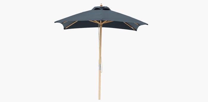Black 2m square wooden market umbrella with cover