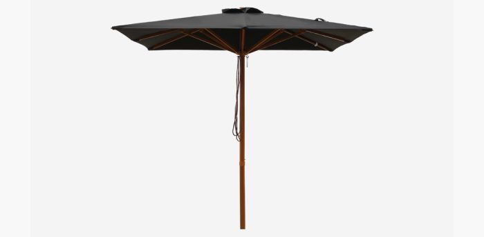 Black 2m square "timber-look" aluminium umbrella with cover