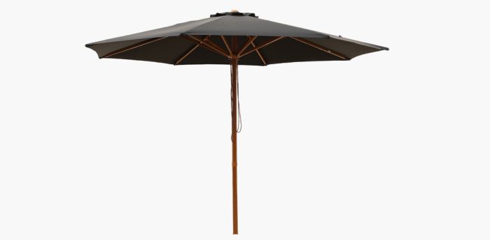 Black - 3m octagonal "timber-look" aluminium umbrella with cover