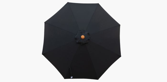 Black - 3m octagonal "timber-look" aluminium umbrella with cover