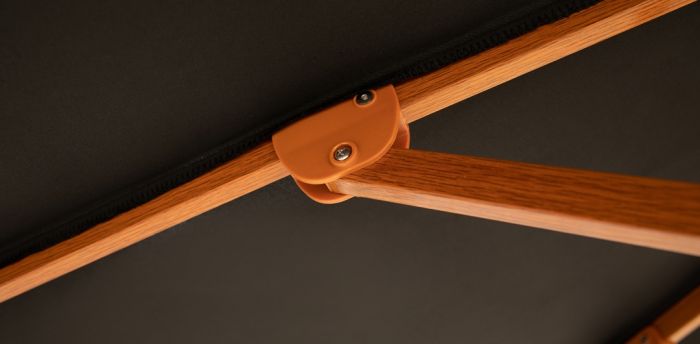 Black - 3m octagonal "timber-look" aluminium umbrella with cover