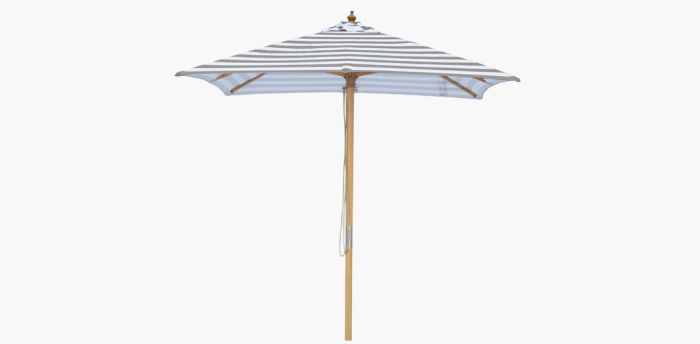 Coastal- 2m diameter square Taupe and white stripe umbrella with cover