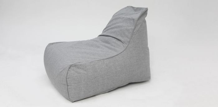 Deluxe Outdoor Lounger &amp; Round Ottoman - Grey