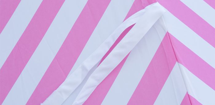 Flamingo 2m Bamboo Umbrella with Cover - Pink &amp; White Stripe
