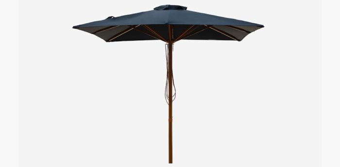 Navy - 2m square "timber-look" aluminium umbrella with cover