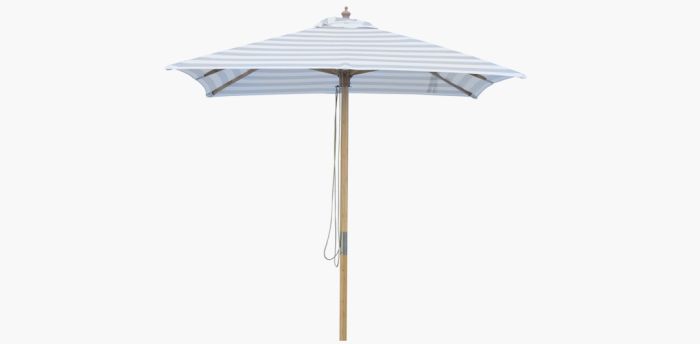 Peninsula- 2m diameter square Grey and white stripe umbrella with cover