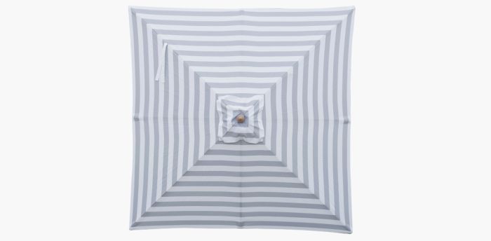 Peninsula- 2m diameter square Grey and white stripe umbrella with cover