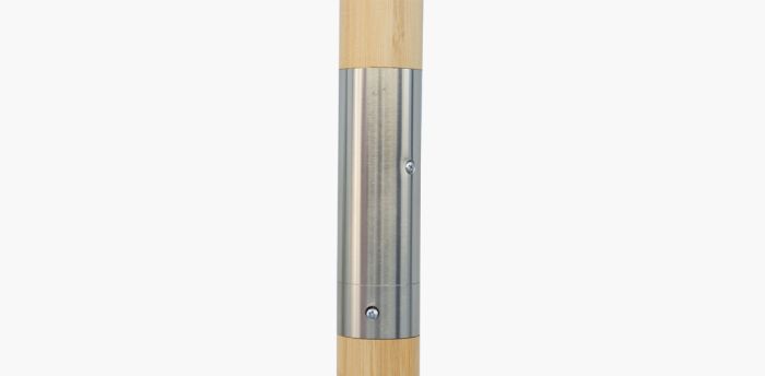 Peninsula 2m Bamboo Umbrella with Cover - Grey &amp; White Stripe