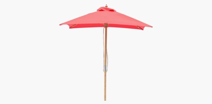 Red 2m square market umbrella with cover