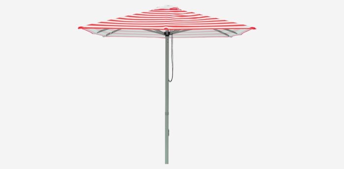 Salsa - 2m square red and white stripe aluminium umbrella with cover