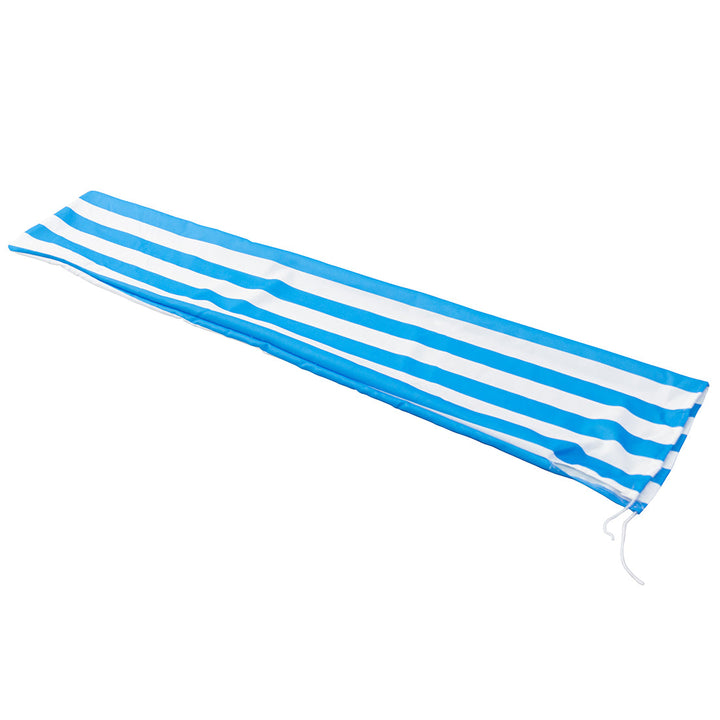 Byron Bay 3m Aluminium Umbrella with Cover – Blue &amp; White Stripe (Timber-Look Frame)