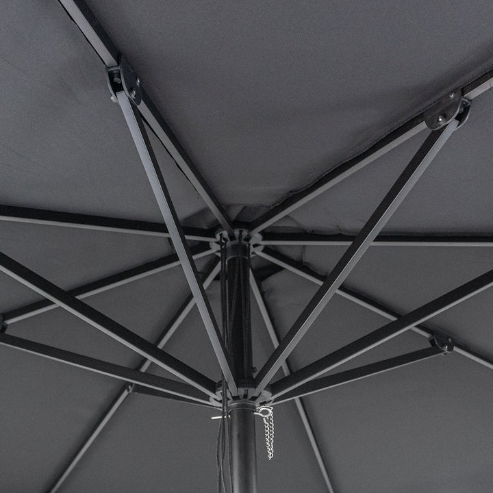 Midnight 3m Aluminium Umbrella with Scallop Edge and Cover - Black with White Trim
