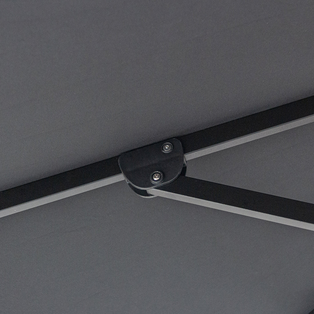 Midnight 3m Aluminium Umbrella with Scallop Edge and Cover - Black with White Trim