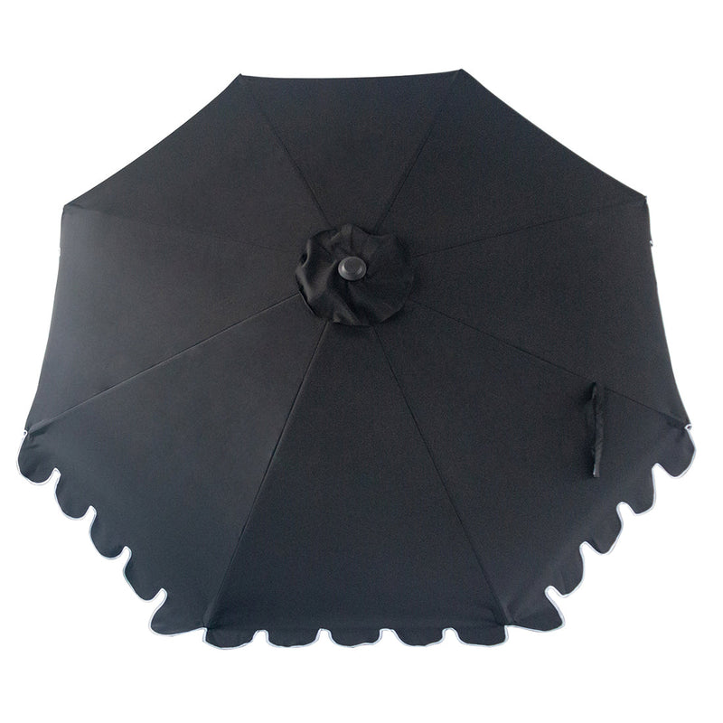 Midnight - 3m octagonal aluminium umbrella with flap and cover - Black with white trim