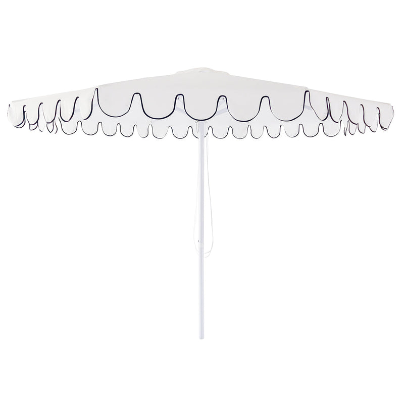 Palermo - 3m octagonal aluminium umbrella with flap and cover - White with black trim - Billy Fresh