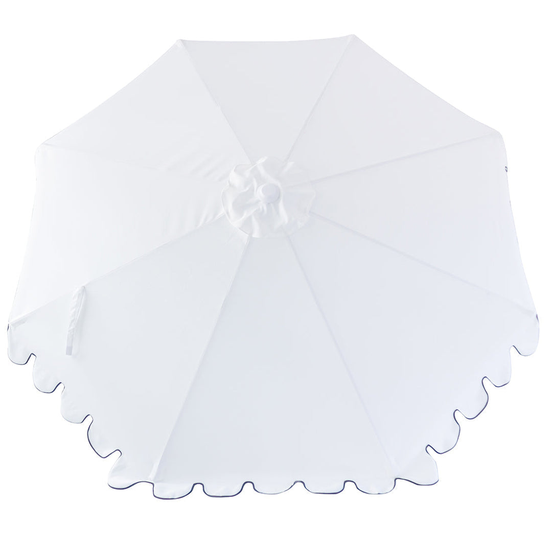 Palermo 3m Aluminium Umbrella with Scallop Edge and Cover - White with Black Trim