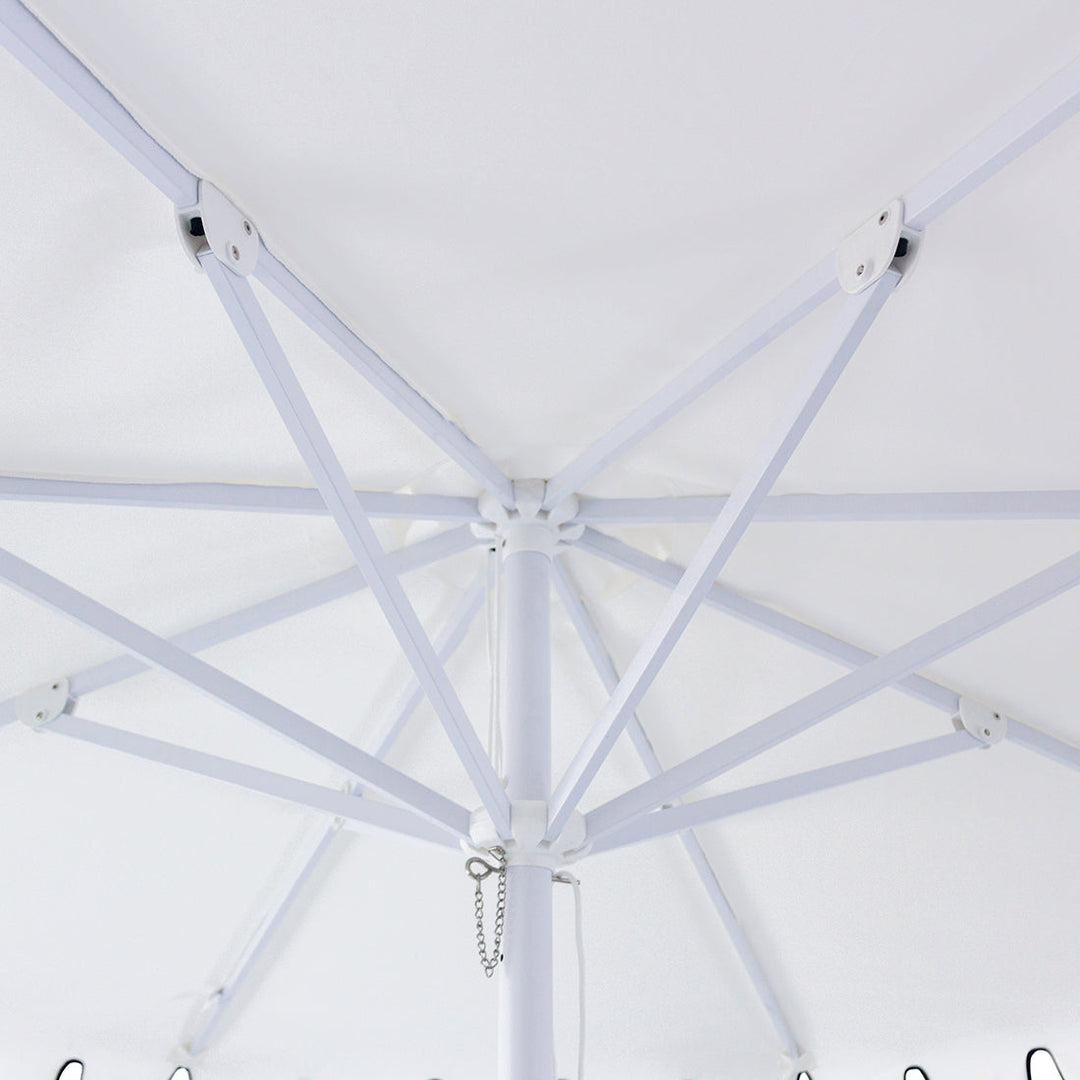 Palermo 3m Aluminium Umbrella with Scallop Edge and Cover - White with Black Trim