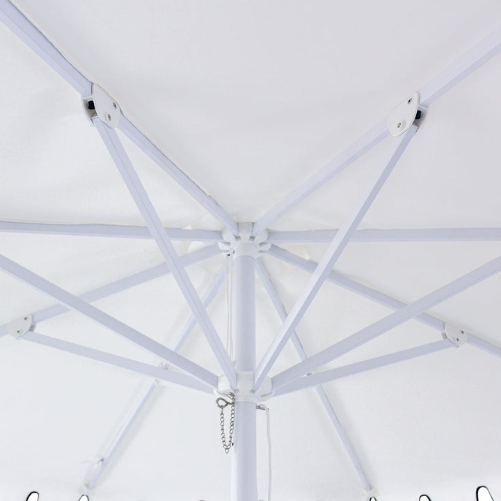 Palermo 3m Aluminium Umbrella with Scallop Edge and Cover - White with Black Trim