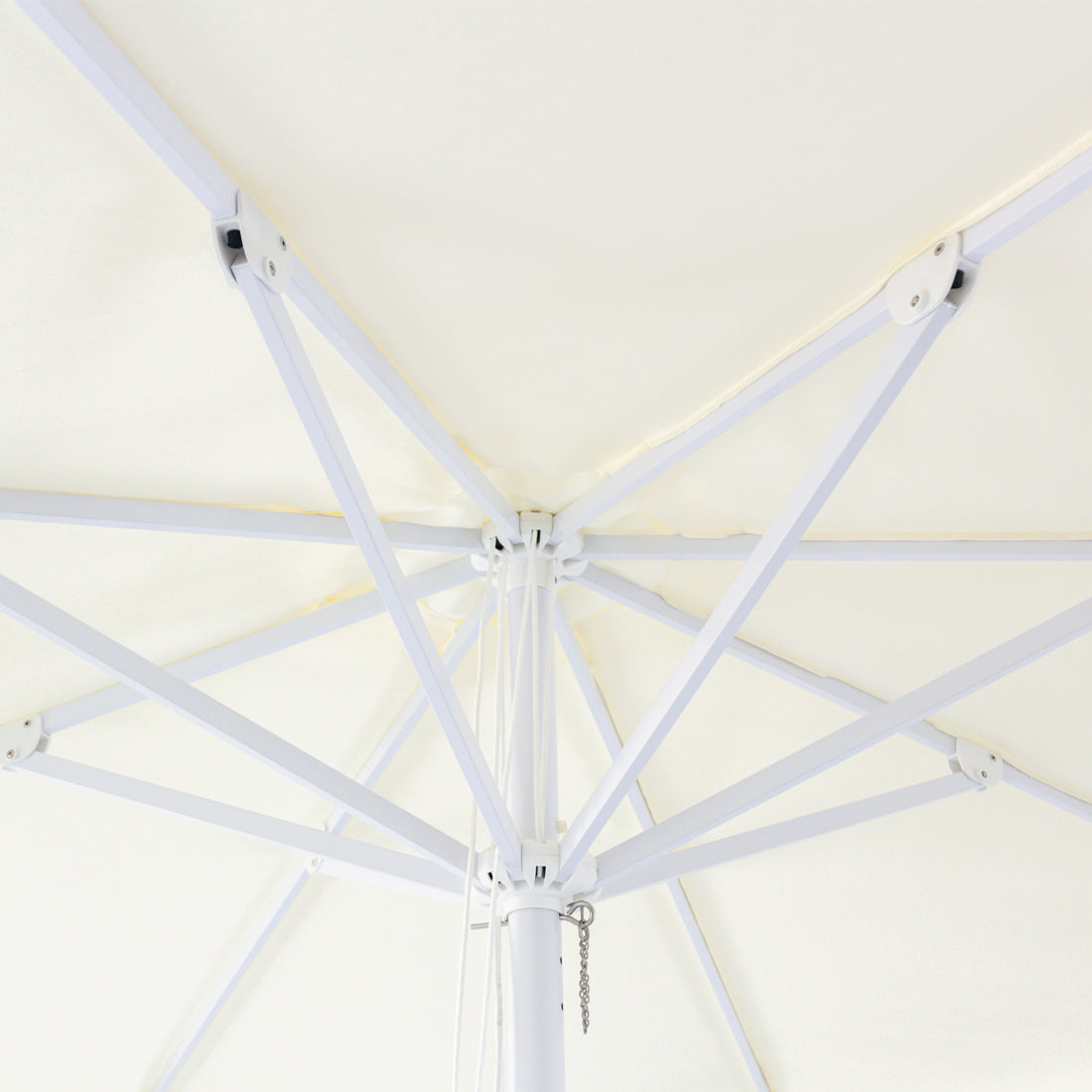 Whitehaven 3m Aluminium Umbrella with Scallop Edge and Cover - Cream with White Trim