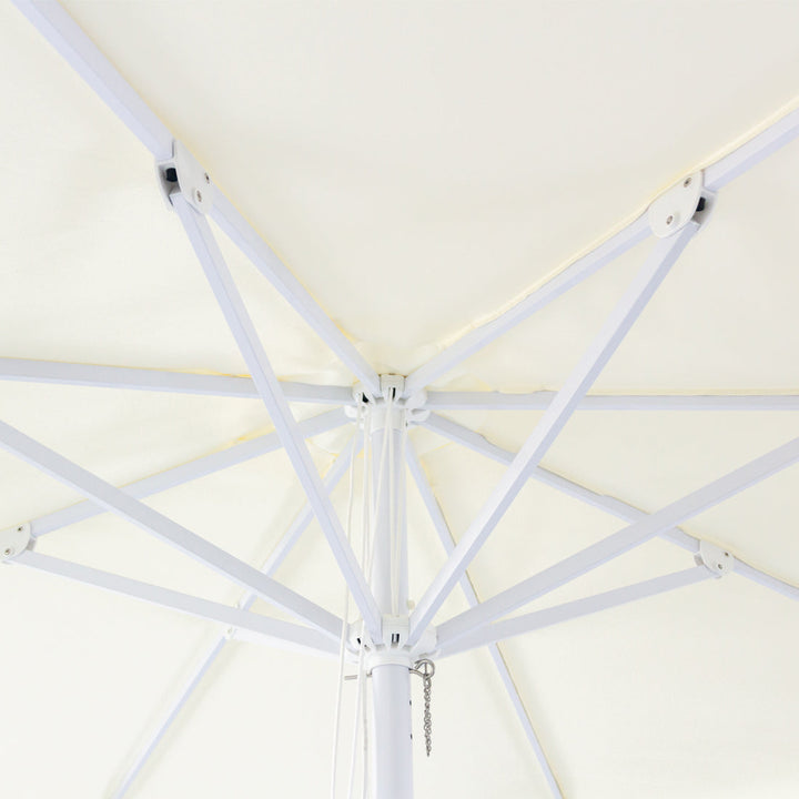 Whitehaven 3m Aluminium Umbrella with Scallop Edge and Cover - Cream with White Trim