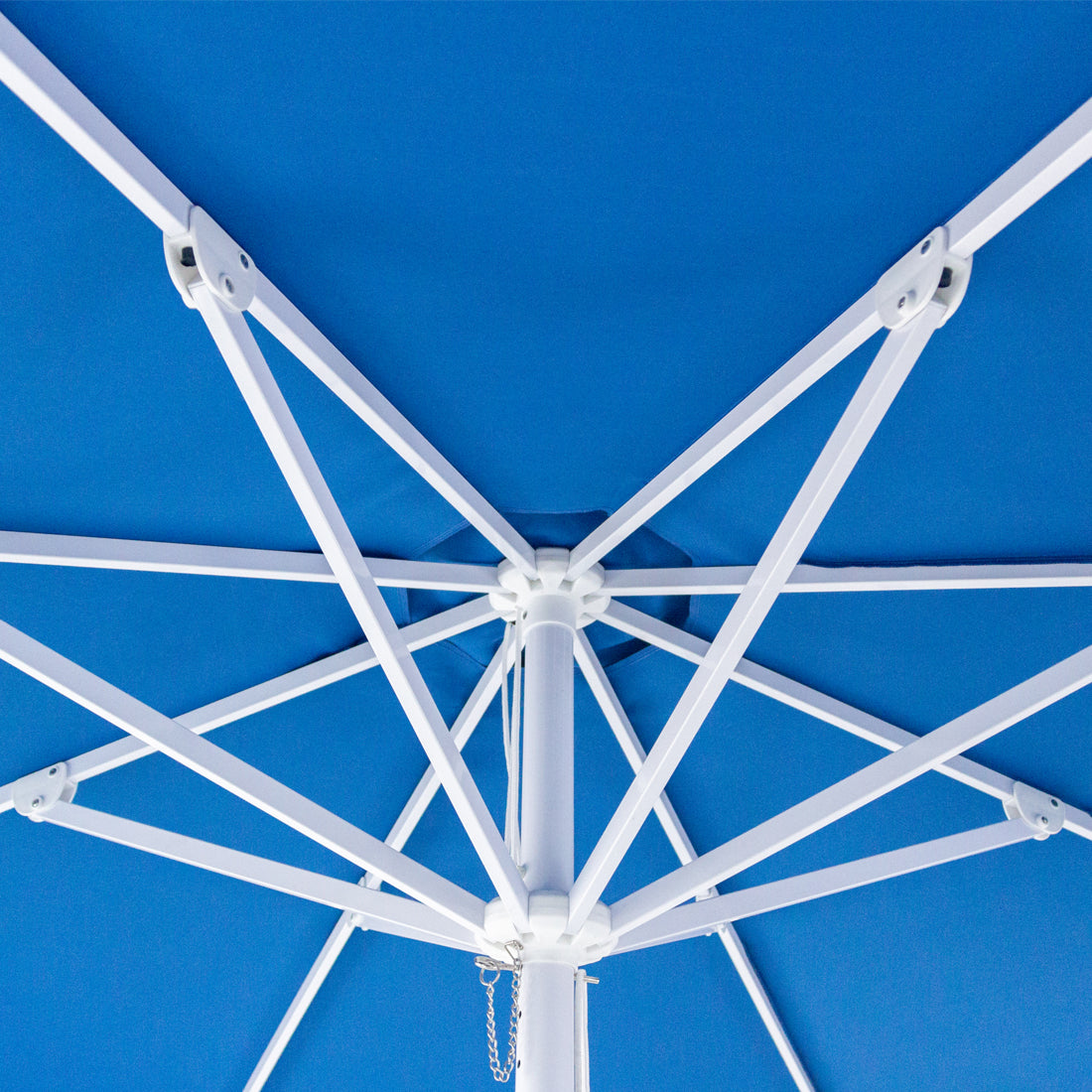 Nautical - 3m octagonal aluminium umbrella with flap and cover - Blue with white trim