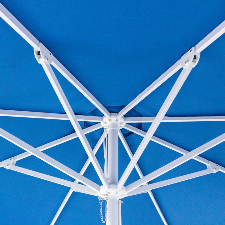 Nautical 3m Aluminium Umbrella with Scallop Edge and Cover - Blue with White Trim