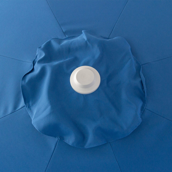 Nautical 3m Aluminium Umbrella with Scallop Edge and Cover - Blue with White Trim