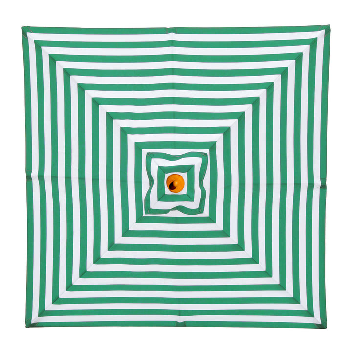 Daintree 2m Aluminium Umbrella with Cover - Green &amp; White Stripe (Timber-Look Frame)