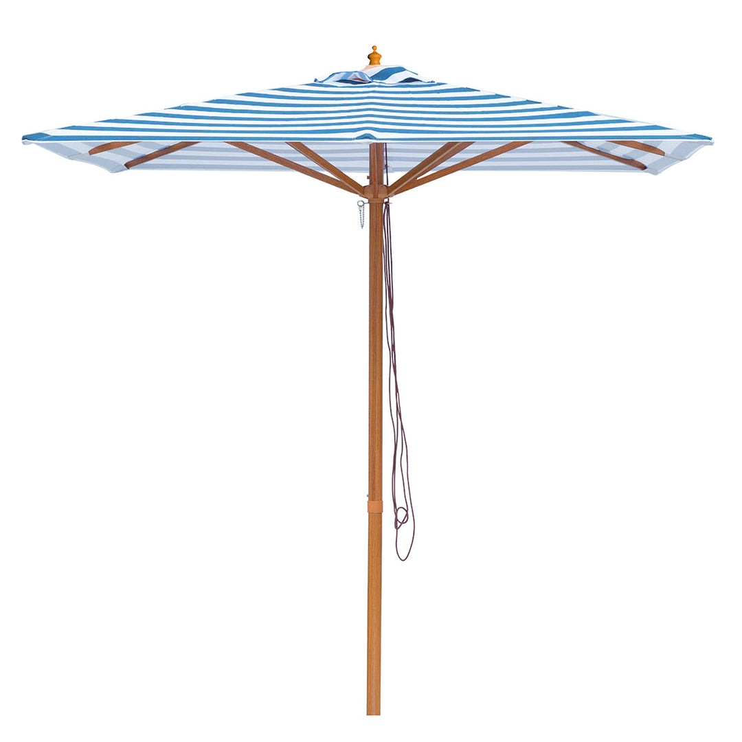 Daydream 2m Bamboo Umbrella with Cover - Blue &amp; White Stripe