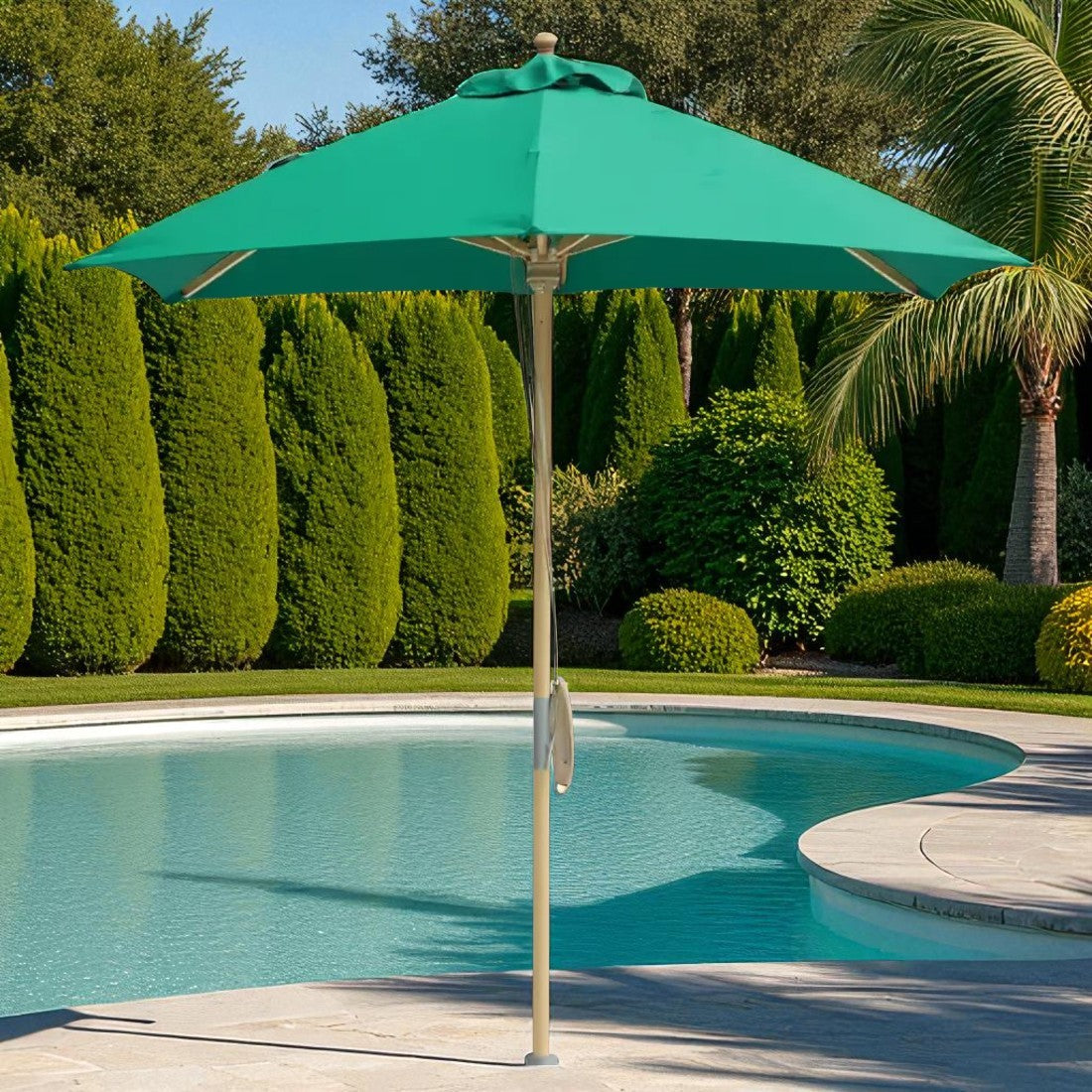 Emerald green 2mt square wooden market umbrella