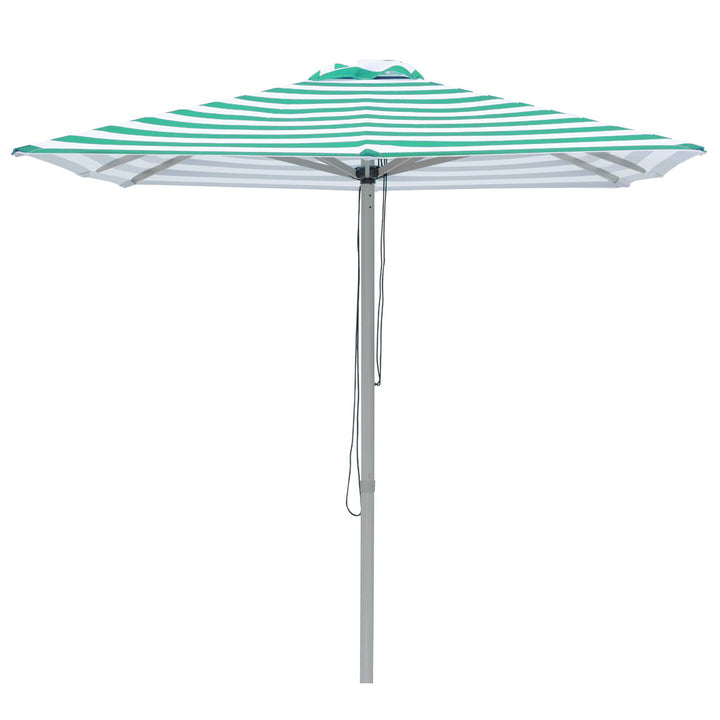Ferngully 2m Aluminium Umbrella with Cover - Green &amp; White Stripe