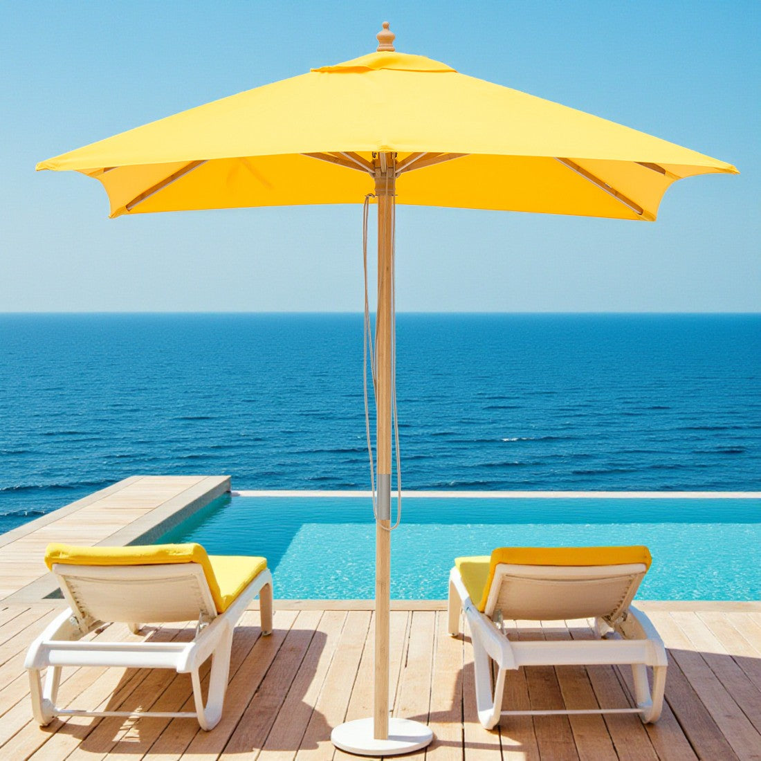 Yellow 2m Bamboo Umbrella with Cover