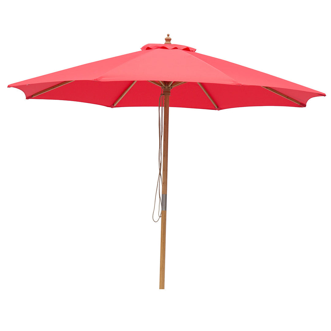 Red 3m Bamboo Umbrella with Cover