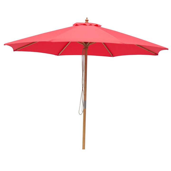 Red 3m Bamboo Umbrella with Cover