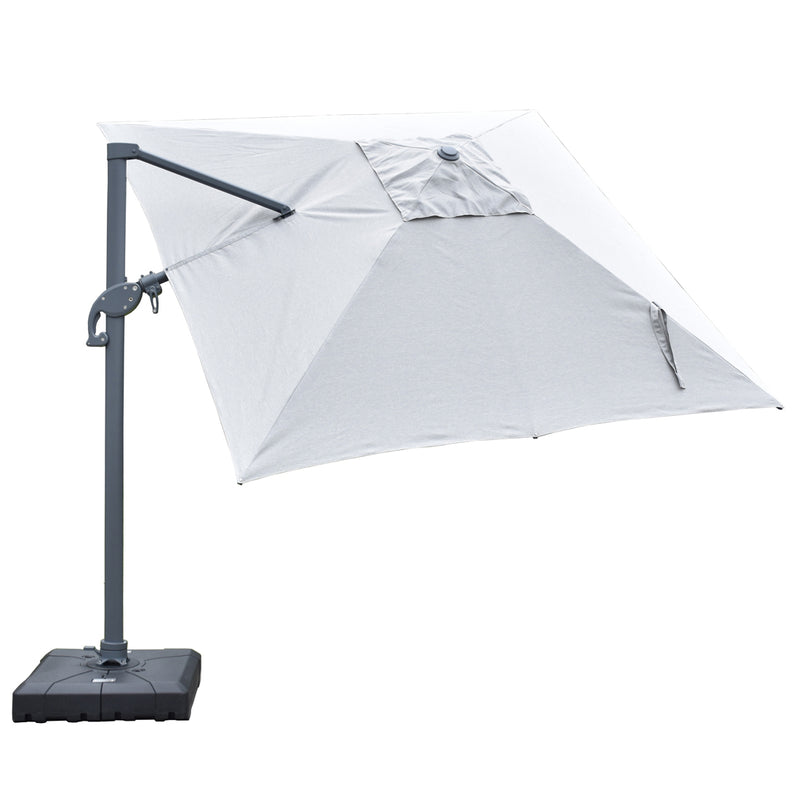 Amalfi 3m cantilever umbrella light grey inc. water base