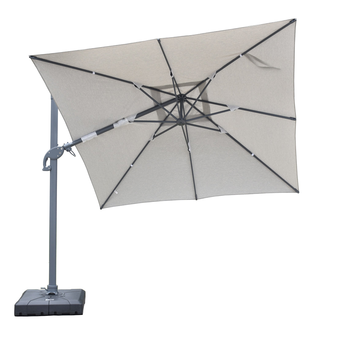 Amalfi 3m cantilever umbrella light grey inc. water base