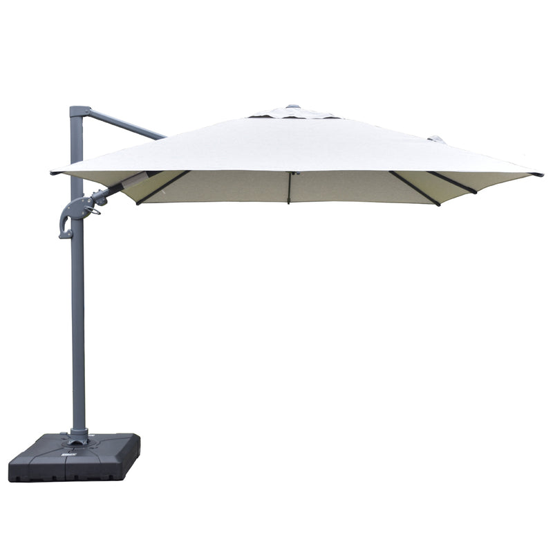Amalfi 3m cantilever umbrella light grey inc. water base