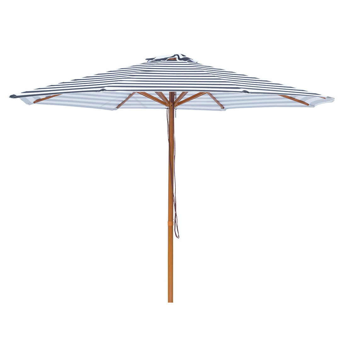 Aruba 3m Aluminium Umbrella with Cover - Black &amp; White Stripe (Timber-Look Frame)