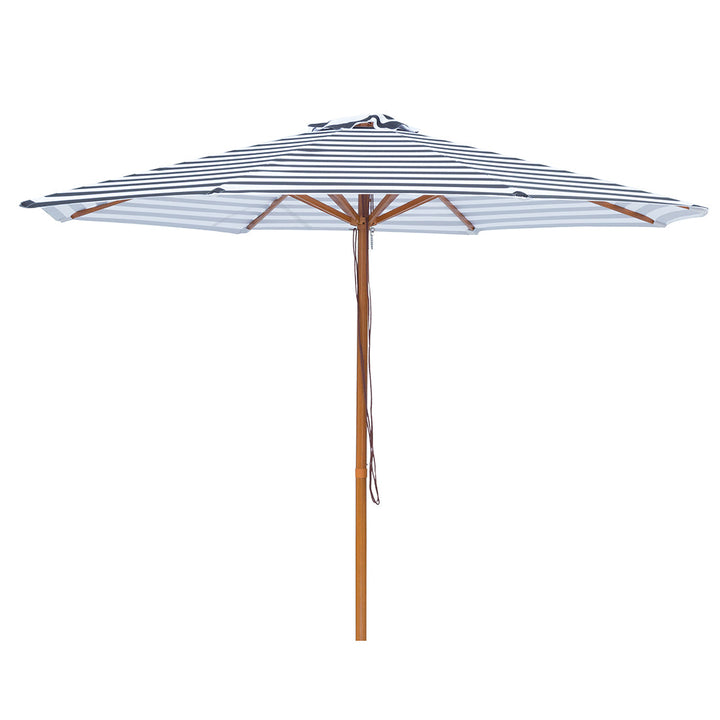 Aruba 3m Aluminium Umbrella with Cover - Black &amp; White Stripe (Timber-Look Frame)